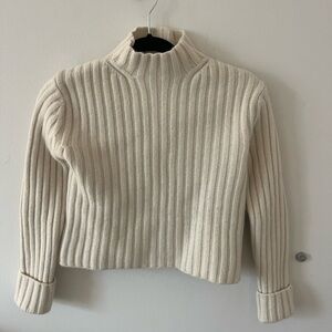 TOTEME Cream Ribbed Turtleneck Sweater
